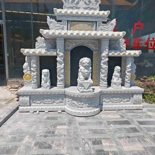 焦作芝麻白中国黑石材套墓 花岗岩墓碑